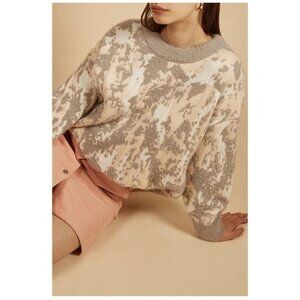 FRNCH Pink Grey Camo Print Oversized Crew Neck Sweater Womens Small/Medium